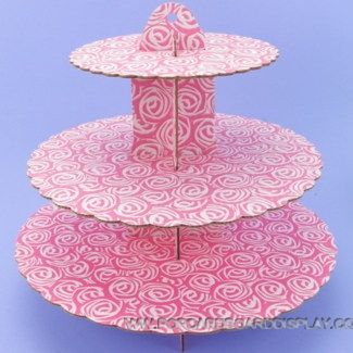 rose pattern cardboard cupcake stand