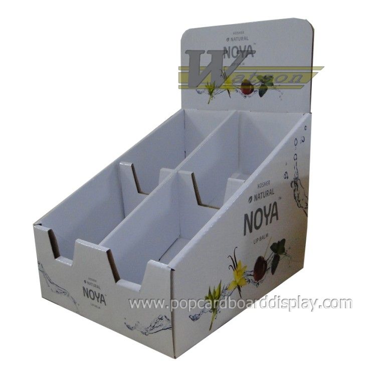 corrugated paper desk display box,lip balm displaying counter box
