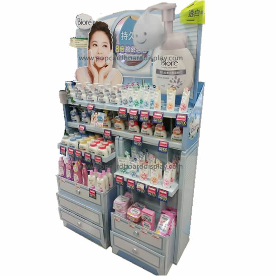 Multi-functional Tray Floor Display rack For Skin Care Promotion