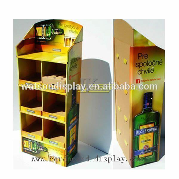 Pop Cardboard Floor Wine Display Stands With Full Color Printing