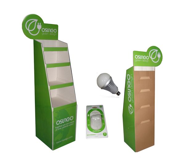 cusotm design carton cardboard 4-tiers Led lights floor display stand 