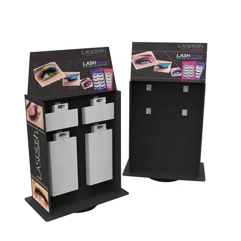 Cardboard counter display stand with plastic pegs