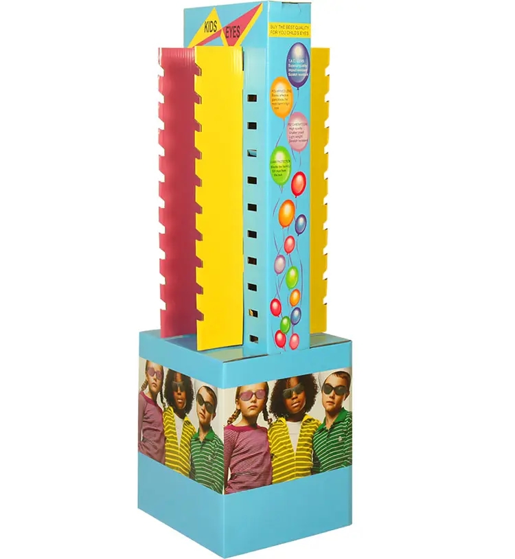 Children colorful promotional sunglasses cardboard display stands