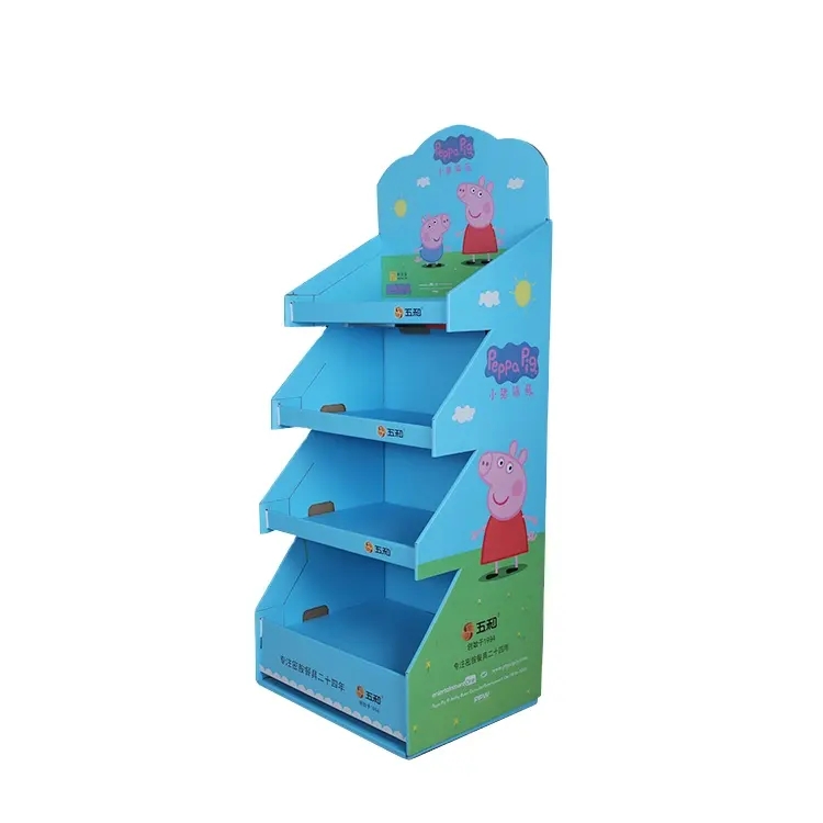 supermarket promotion corrugated paper floor display stand 