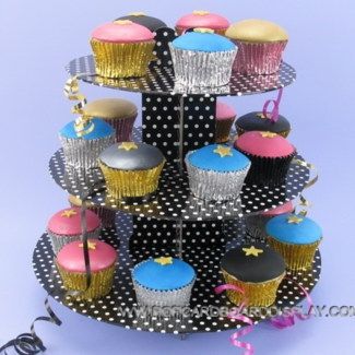 Black Polka Dots Cupcake Stand