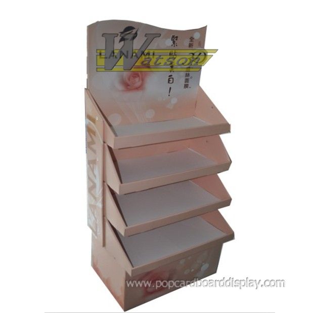 cardboard tray floor display for cosmetic facial mask promotion