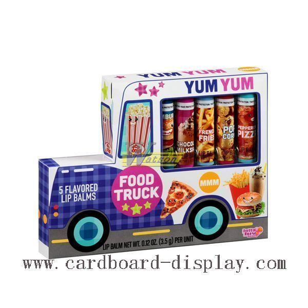 corrugated PDQ display car for lip balms