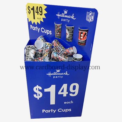 Party cups promotional cardboard display dump bin cardboard rack