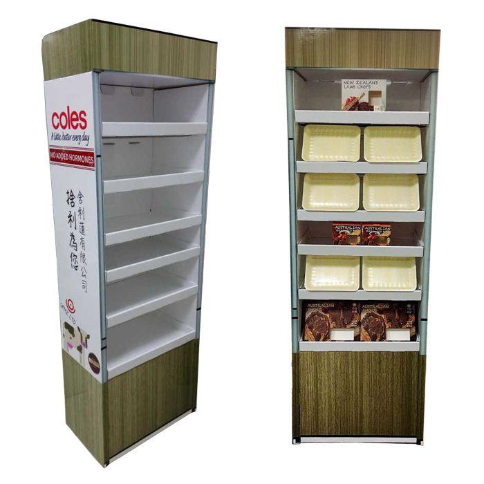 Factory custom paperboard floor display shelf for exhibition beef jerky retails