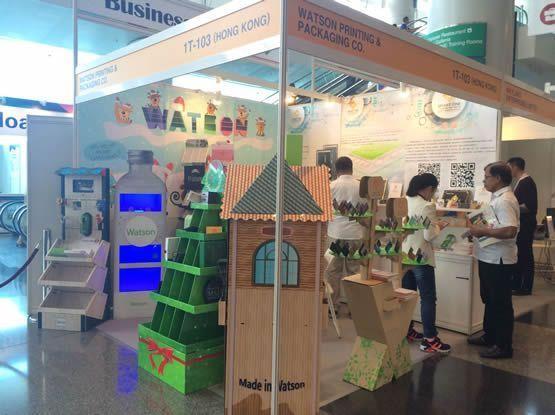 Watson cardboard display products at Mega show